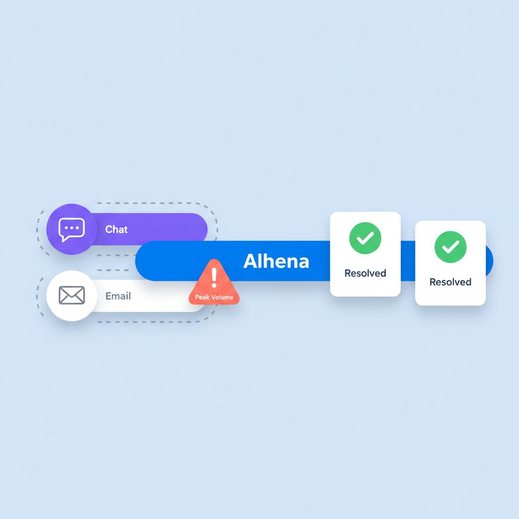 Alhena AI handling chat and email support tickets across all Kustomer channels