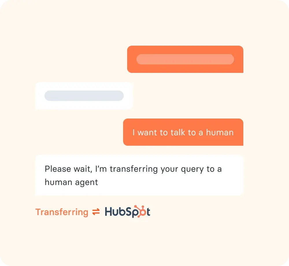 AI chatbot handoff to human agent with full conversation context preserved