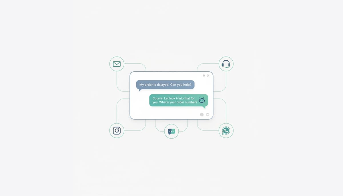 Conversational AI for customer service showing omnichannel chat interface with AI assistant