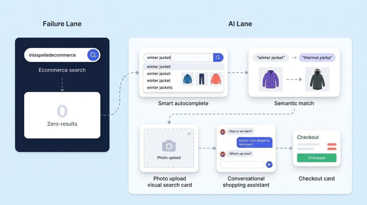 AI powered site search for ecommerce showing the shift from keyword matching to intelligent product discovery
