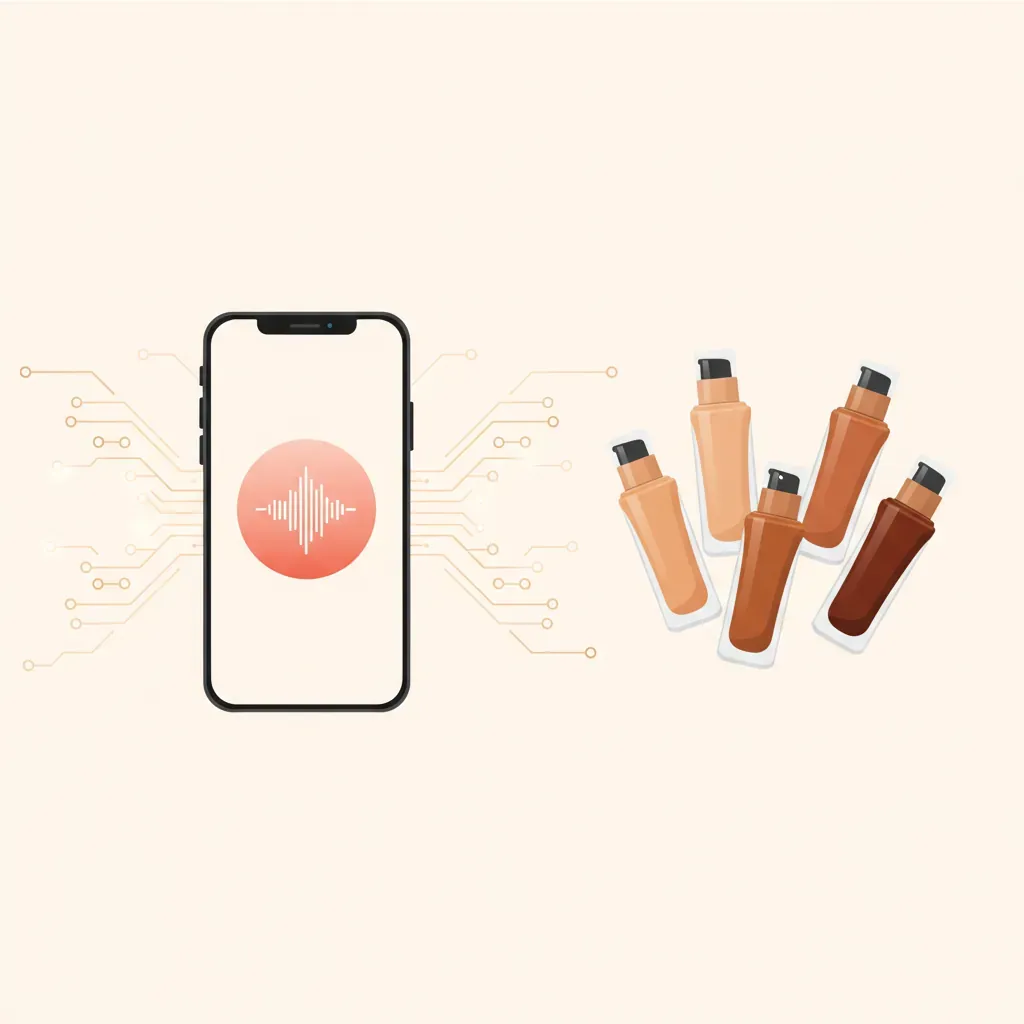 Voice AI for beauty brands showing shade matching and skincare routine guidance
