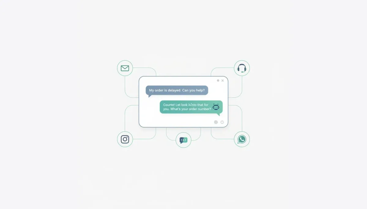 Conversational AI for customer service showing omnichannel chat interface with AI assistant