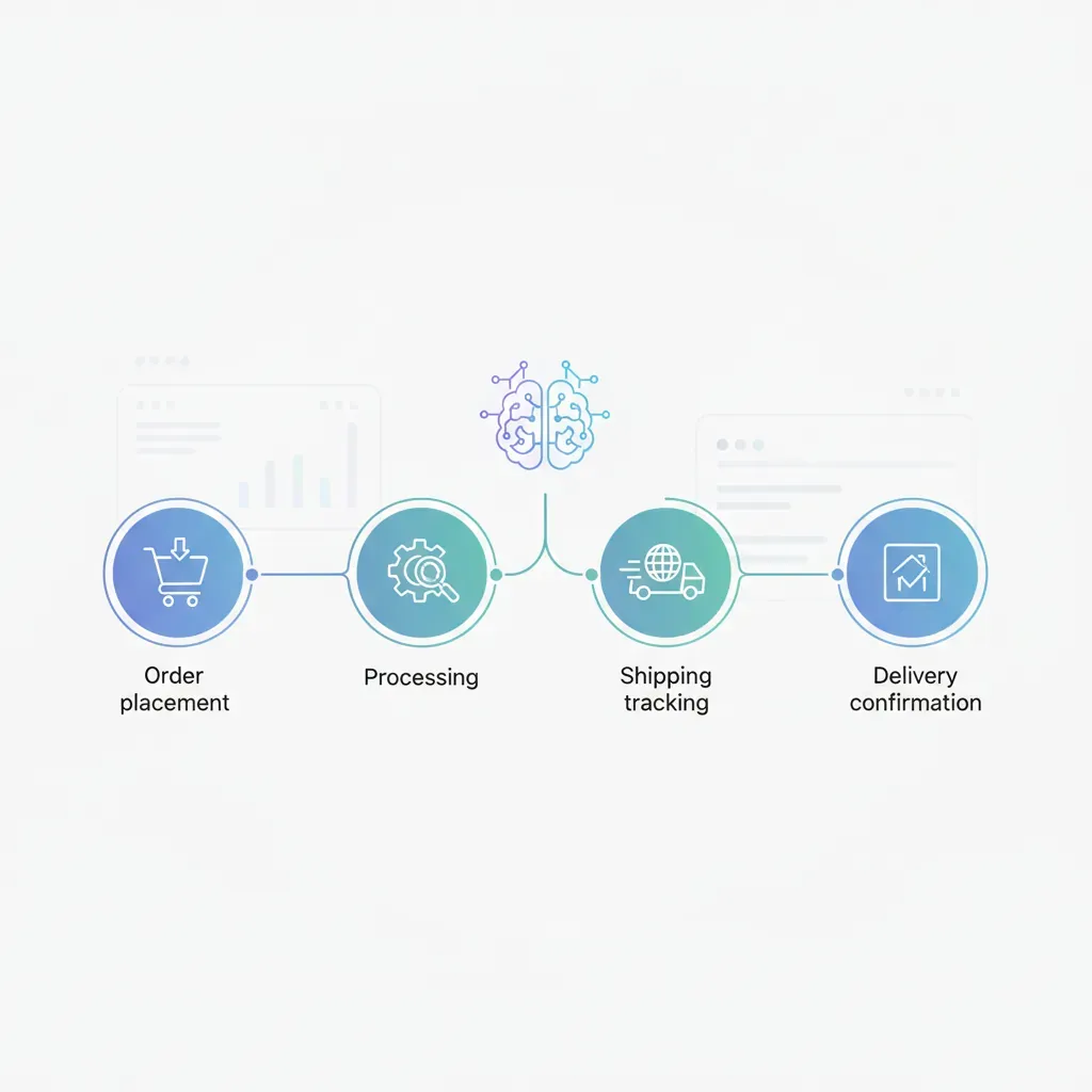 AI order management dashboard showing automated ecommerce order processing and tracking workflow