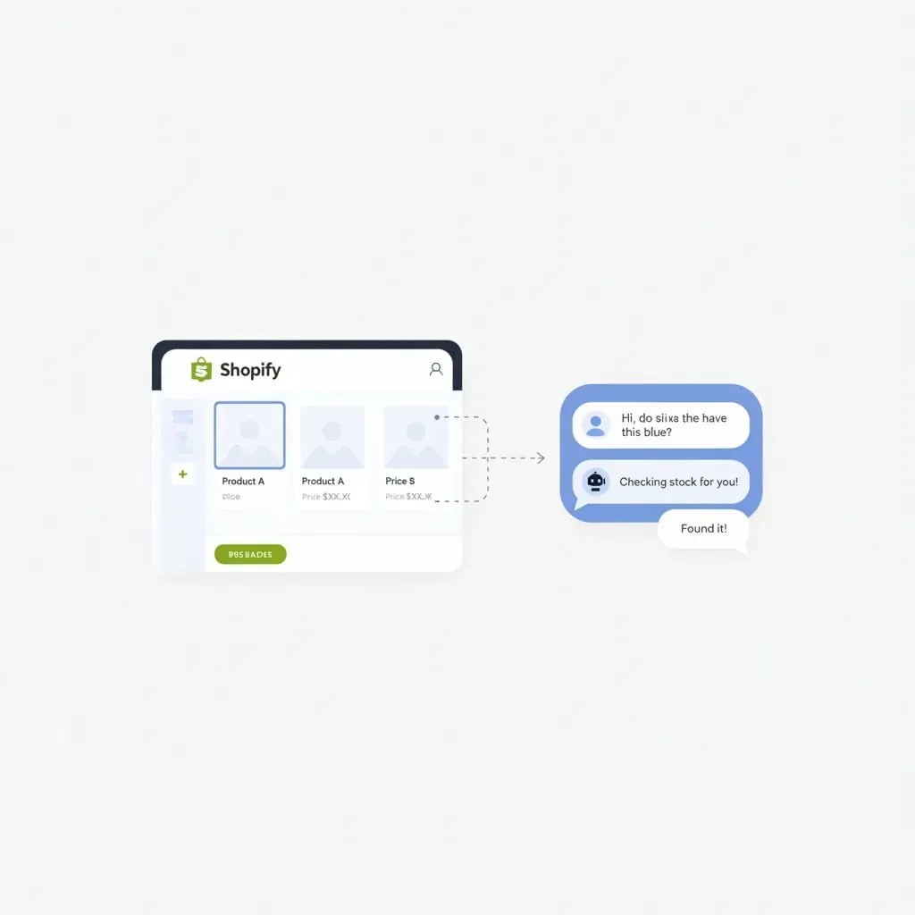 Shopify AI chatbot setup showing store interface connected to AI chat widget