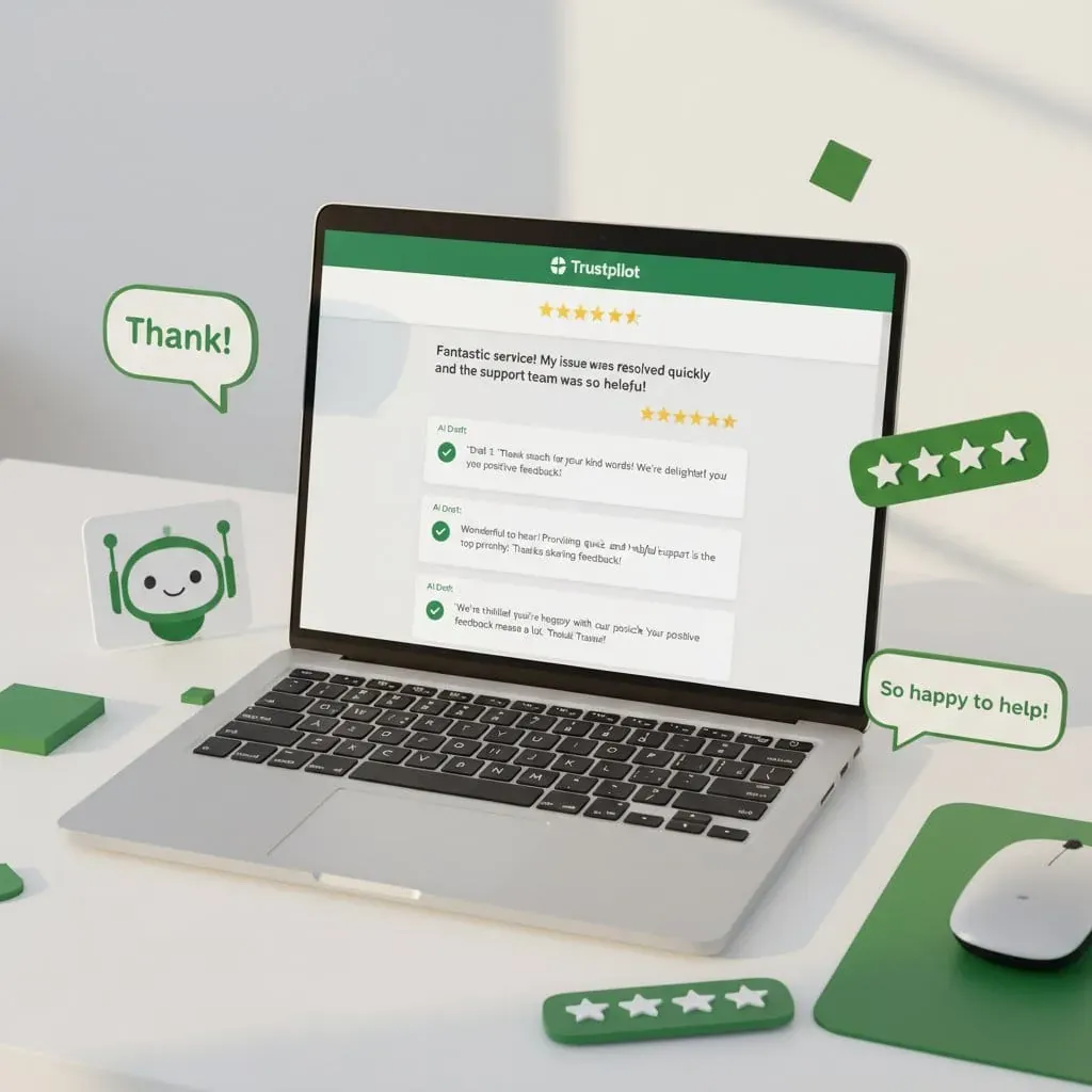 AI review response generator automating Trustpilot review replies for ecommerce brands