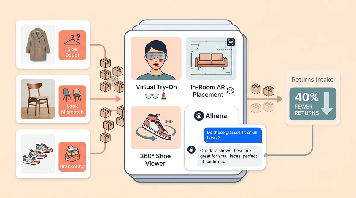 AR and visual AI cut ecommerce returns by 40% with virtual try-on, 3D product views, and AI shopping assistants