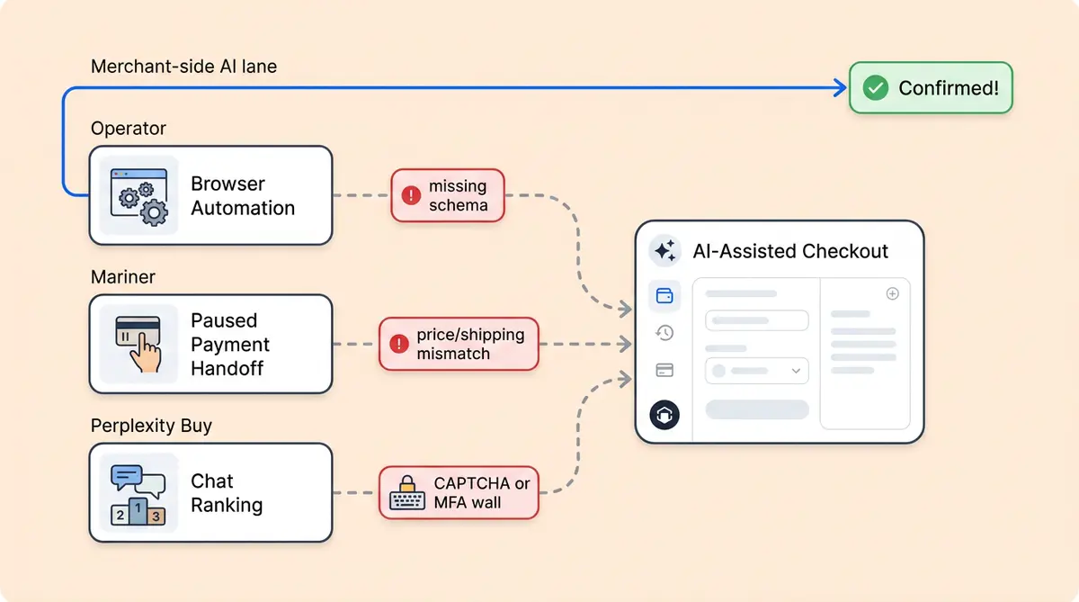 AI shopping agent evaluating ecommerce checkout page before completing purchase
