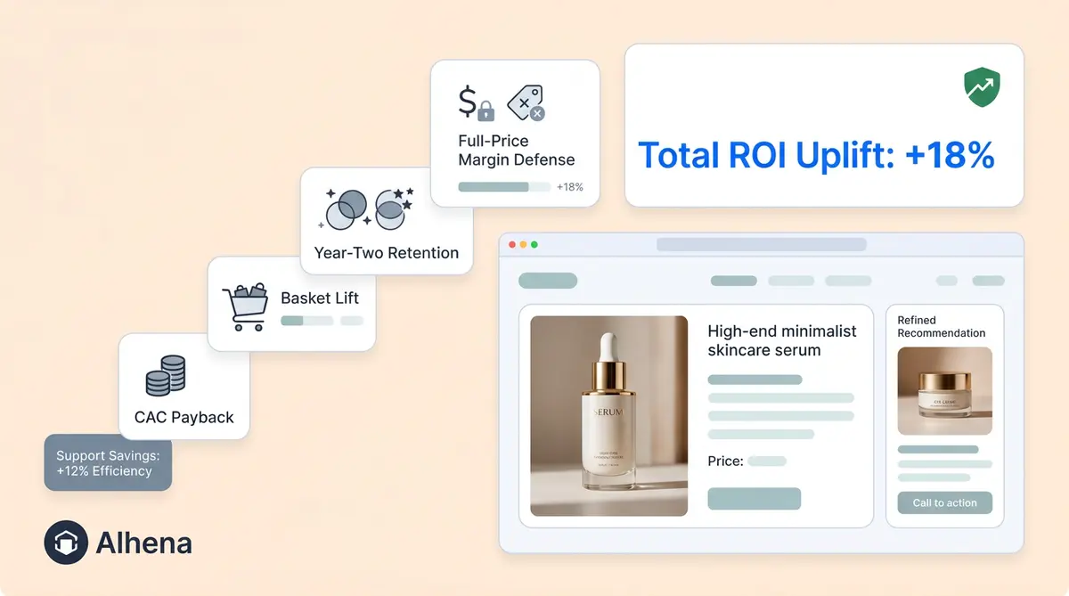 AI concierge ROI framework for luxury ecommerce brands showing the four-factor payback model