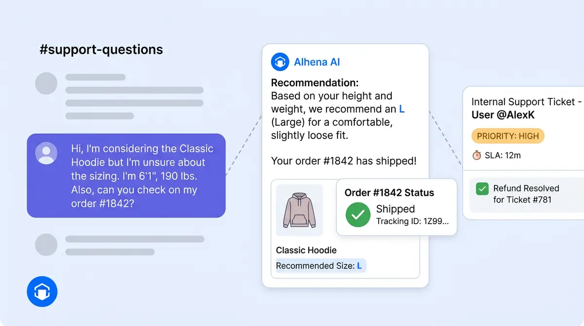 AI Discord bot managing ecommerce customer support with automated responses and ticketing