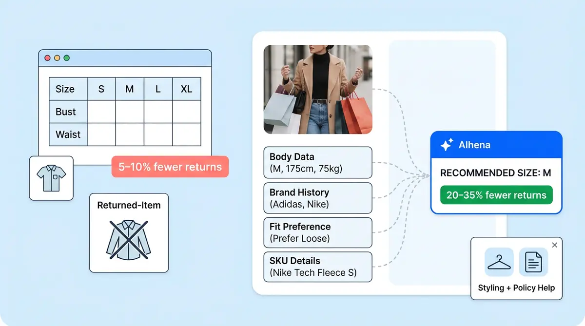 Fit analyzer vs size chart comparison for reducing ecommerce returns