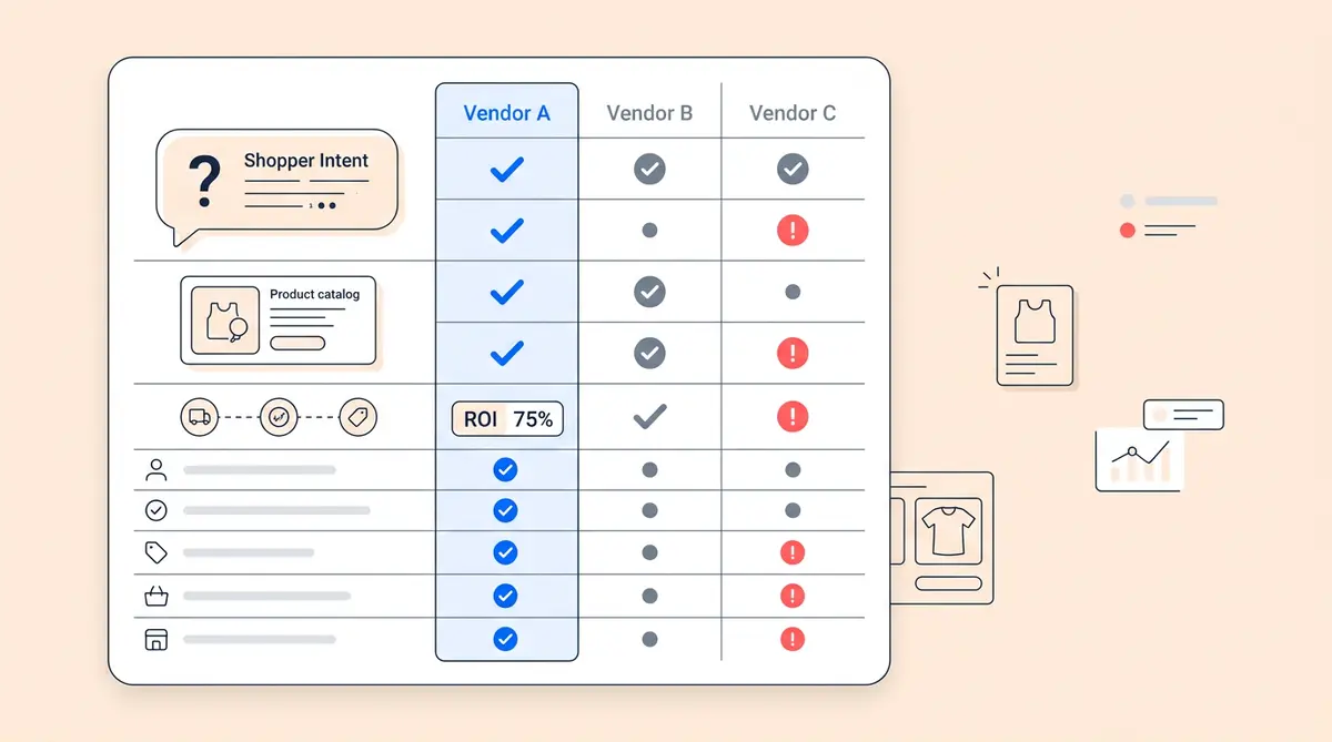 AI agent evaluation checklist for ecommerce with scoring framework and vendor comparison criteria