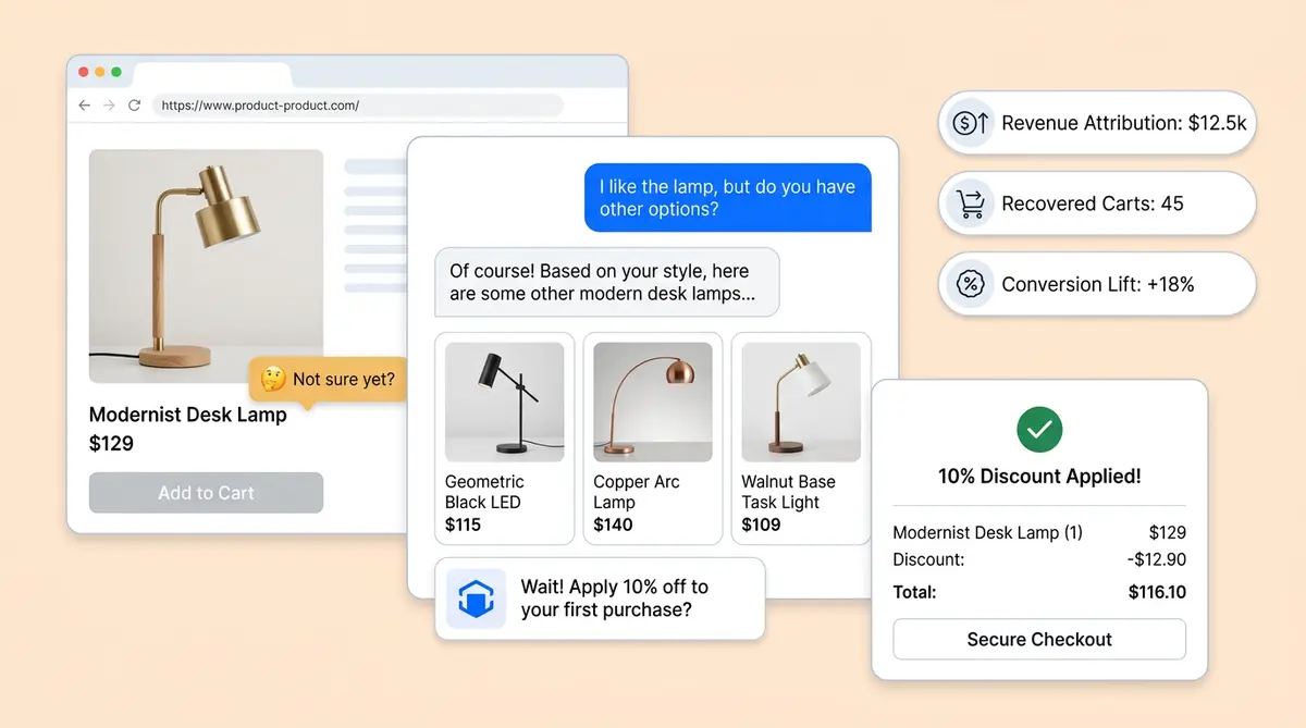 AI chatbot for ecommerce helping online shoppers with product discovery and checkout
