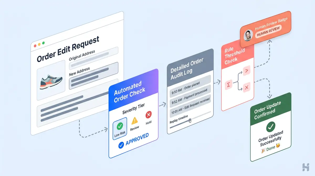Three guardrails for action-taking AI agents in ecommerce: confirm, log, escalate