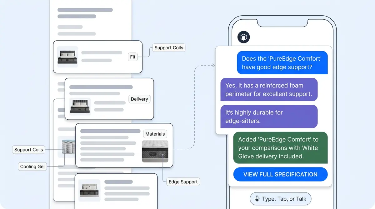 AI shopping assistants on mobile product detail pages replacing the scroll with conversation