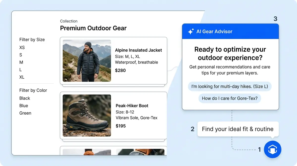 Alhena AI chat widget welcome screen launcher and nudge configuration for ecommerce