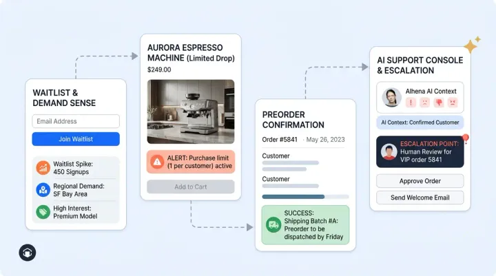 How AI Handles Waitlists, Drops, Preorders, and Launch-Day Support in Ecommerce